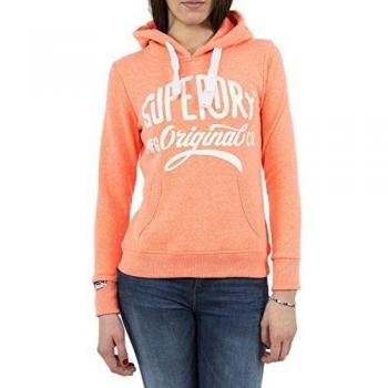 Donna Superdry Felpa con Cappuccio Fluo Coral XS