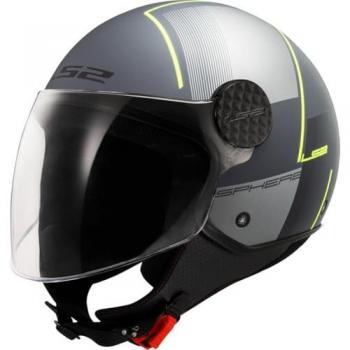 LS2 OF558 Sphere Lux II Firm Casco Jet Nero Opaco-Titanio XS