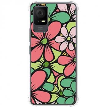 Funda de Silicona Antigolpes para TCL 406 Flores 02