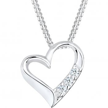 ELLIS DIAMONDS Herz-Liebe Diamant-Halskette – 0,06 ct – 925 Sterling Silber – 45 cm – Damen