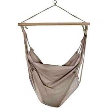 Amaca da Esterni Sospesa Cotone Asta Legno Crema