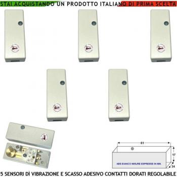 Sensori di Vibrazioni Continue 5 Pezzi Rilevano Scasso per Furto Via Filo su Inferriate Porte Vetrate Regolazione Martelletto Oscillante Contatto