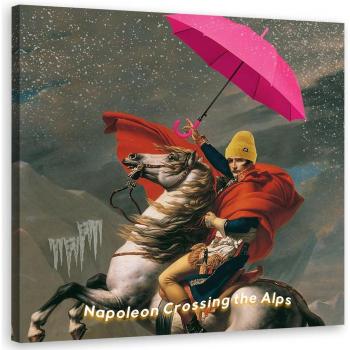Arte sulla tela Napoleone a cavallo con ombrello 30x30 cromatico