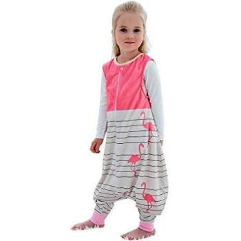 COOKY.D Gigoteuse Bébé Fille Garçon avec des Pieds Hiver Automne Pyjama, Rose, Taille XL (5-6 Ans)