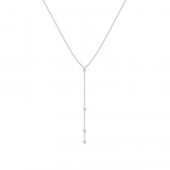 Silberige Elli Y‑Kette mit Kugeln – 50 cm Länge