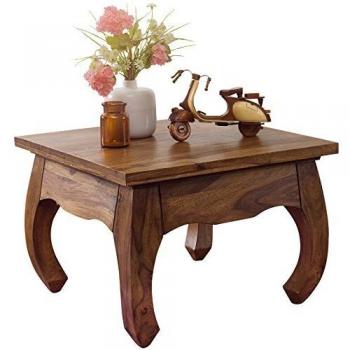 WOHNLING Couchtisch Massiv-Holz Sheesham 60 cm breit Design dunkel-braun Landhaus-Stil Beistelltisch Natur-Produkt Wohnzimmermöbel Unikat Wohnzimmer-Tisch modern Massivholzmöbel Echtholz quadratisch