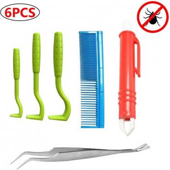6PCS Stainless Steel Tick and Flea Removal Set