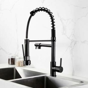 Cyslmuk : robinet de cuisine à deux jets, mitigeur noir, fonctions froid et chaud