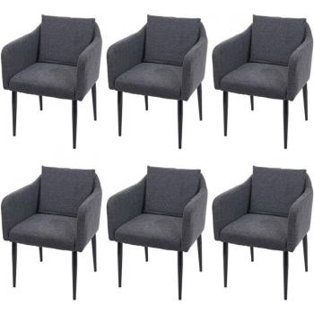 Chaises de salle à manger en tissu gris foncé