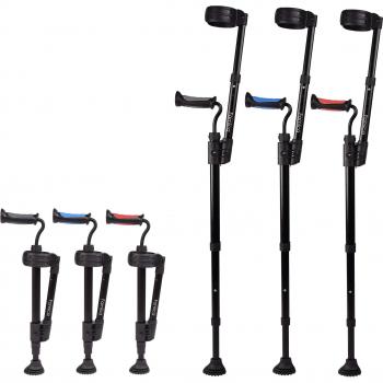 Compact Red O‑Cuff Folding Crutches – Famica/Lofstrand