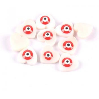 10Pcs 11mm Heart Evil Eye Seashells for Home Decor