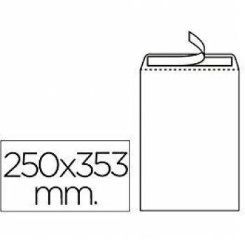Sobre liderpapel bolsa n.10 blanco folio prolongado 250x353mm tira de silicona caja de 250 unidades