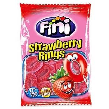 Golosinas Aros de Fresa Sin Gluten 12x90g Fini