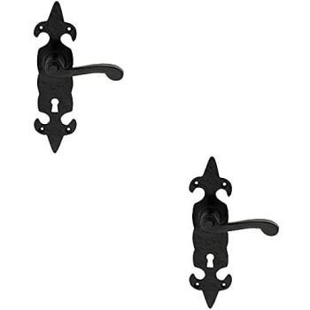 206×57 mm Black Antique Scroll Lever Duo, Loop Style – 2 Pack