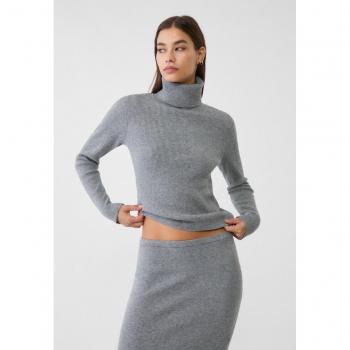 Raised Neck Knit Jumper Dark Grey XL