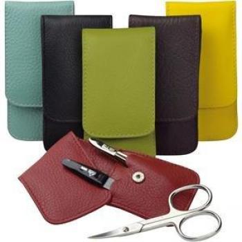 Erbe Collection Maniküre Set 3-teilig im Leder-Etui Braun