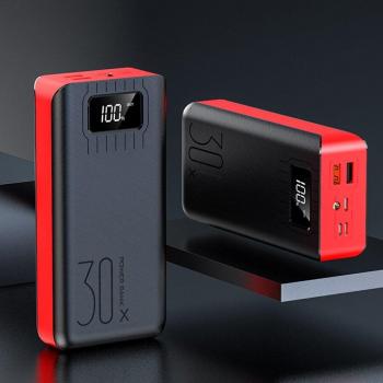 30000mAh QC Power Bank with Type C and Micro USB, Fast Charging, LED Display for Xiaomi and iPhone