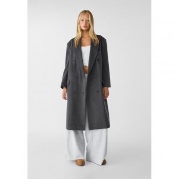 Stradivarius Chic Langer Mantel Dunkelgrau XS