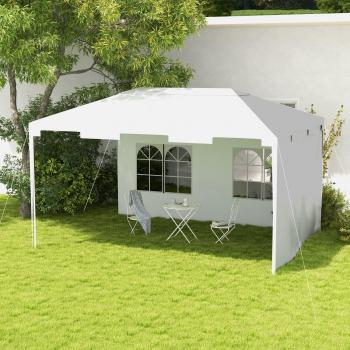 Outsunny 3 x 4 m Garden Gazebo Marquee Party Tent with 2 Sidewalls