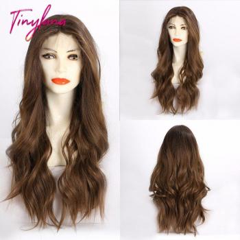 LANA 100% Futura Braun Wellig Synthetische Perücke mit Lace Front und Baby Haar für Frauen