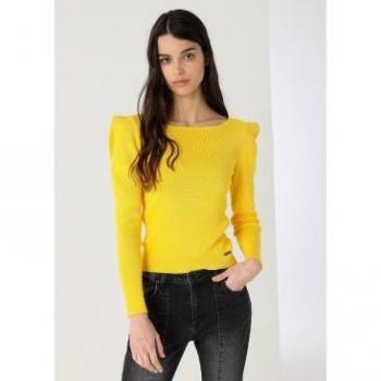 Pull Jaune à Manches Longues pour Femme