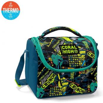 Coral High Kids Lancheira Negra con Diseño Coral y Calor Térmico