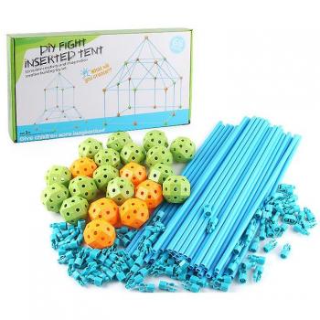 Kit de construction 68 pièces Fort Enfants – Castles, Tente, Blocs carrés verts/ocres