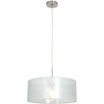 Sienna Sparkled Light Plafoniera con Suspensore in Acciaio Spazzolato, Design Cilindrico e Tessuto Sizoflor