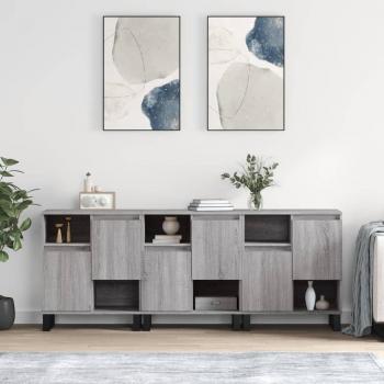 3-Piece Grey Sonoma Engineered Wood Sideboards vidaXL