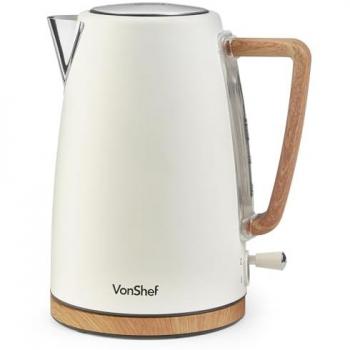Rapid Boil 1.7L Cream and Wood Kettle