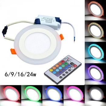 RGB Round LED Ceiling Light with Remote Control 6W 9W 16W 24W AC85-265