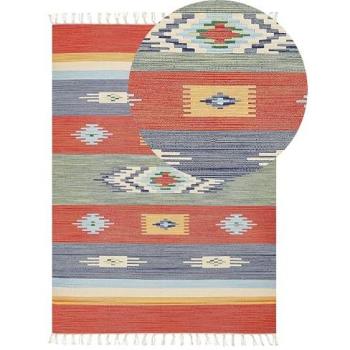 Tapis Géométrique Kamaris 140x200 cm en Coton Multicolore