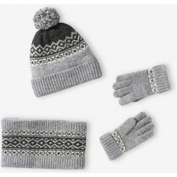 Kids' Marl Grey Beanie, Snood, and Gloves Set