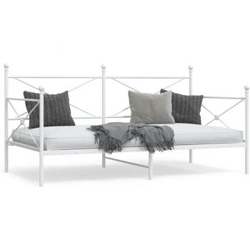 Lit Vidaxl 107×203 cm – Cadre de repos en acier, couleur blanche, sans matelas