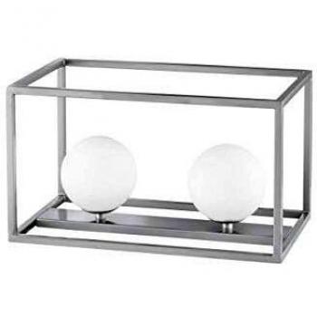 WOFI LED‑Kugellampe für Schreibtisch – 2‑Flammen‑Design, Nickel matt – ohne Leuchtmittel
