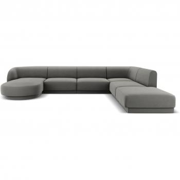 Micadoni Velvet Grey 6-Place Corner Sofa