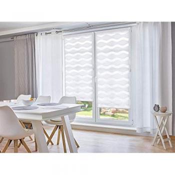 Doppelrollo K‑HOME „Welle“ – lichtdämpfend, ohne Bohren, Klemmfix, festes Maß