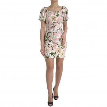 Pink Lily Print Sheath Dress