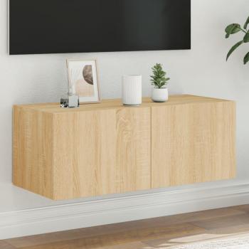 LED Lighted TV Wall Cabinet in Sonoma Oak