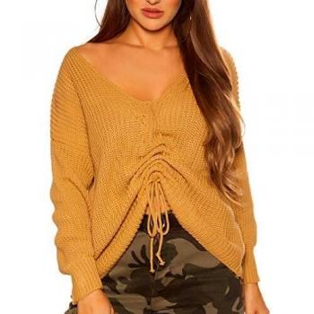 Koucla Grobstrick Pullover Oversize mit V-Neck
