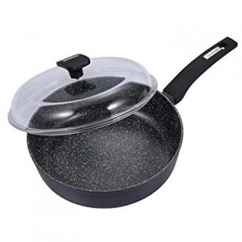 Schwarze Schmorpfanne 28 cm – Neuetischkultur, Deckel im Set