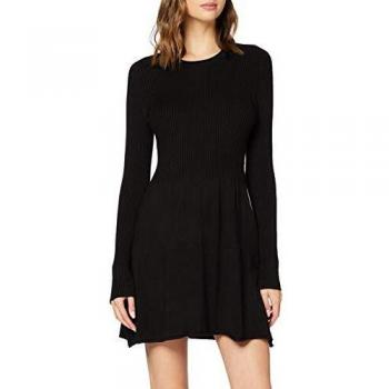 Only ONLALMA L/S O-Neck Dress KNT Noos Robe, Noir