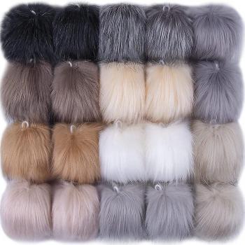 20 Pompones Suaves con Lazo para Sombreros y Bolsos