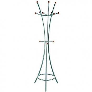 Porte-manteaux en tubes d'acier émaillé avec 12 boules en bois de hevea et aluminium, 181 cm