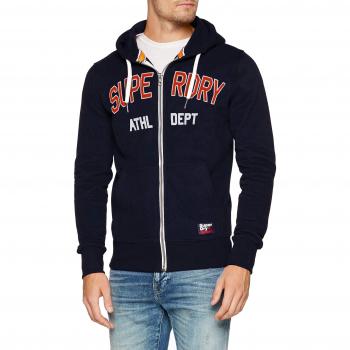 Superdry Herren Sport Pullover mit Applikation, Zipthru, Blau (Academy Navy Jvj), S