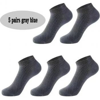 5 paires de chaussettes de sport courtes en bambou pour homme, taille 37-44