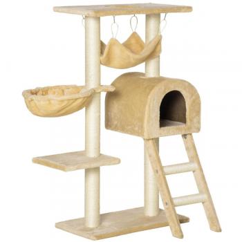 PawHut Arbre à chat griffoir arbre à grimper stable à plusieurs niveaux centre d'activités hauteur 98 cm beige