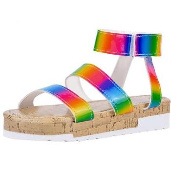 Calzado de mujer con diseño arcoíris y plataforma