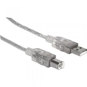 Manhattan USB 2.0 A-B Kabel, 3m, Silber