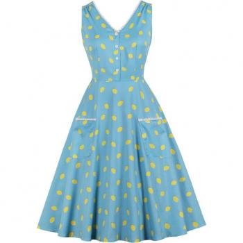 Vestido de Encaje con Botones y Estilo Retro